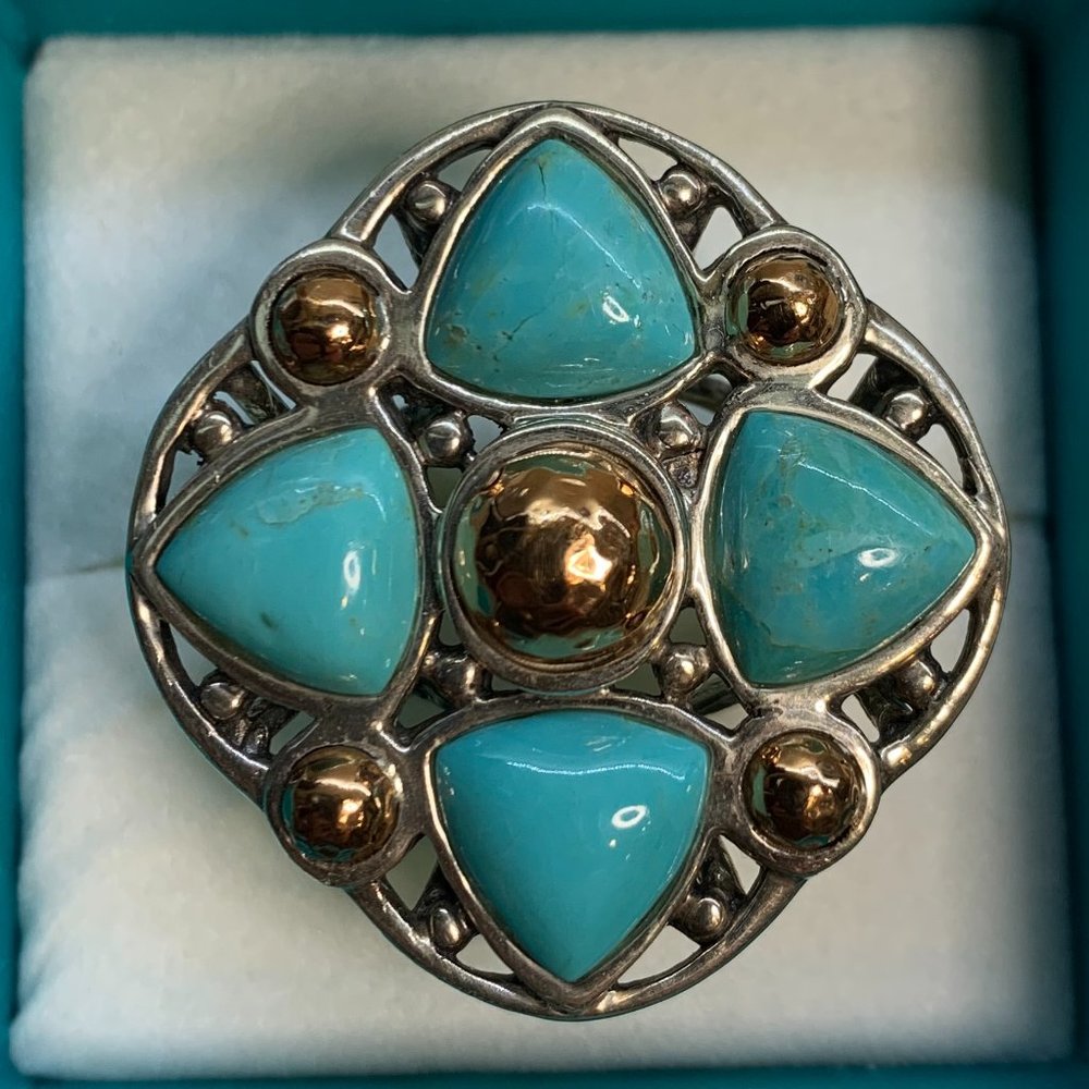 COPY - Vintage Studio Barse Sterling Silver & Turquoise Ring with Copper Accent…